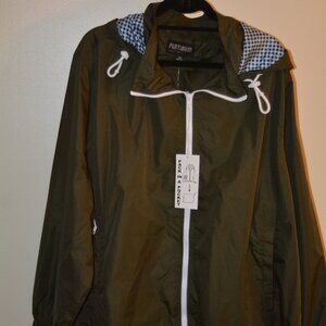 🌧️ Platinum Women’s Plus 3X Olive Green Waterproof Packable Hooded Jacket NWT